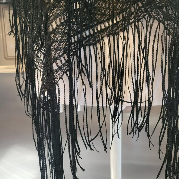 Black Fringe Shawl with sparkles 42x44, Sassy! - Picture 8 of 10